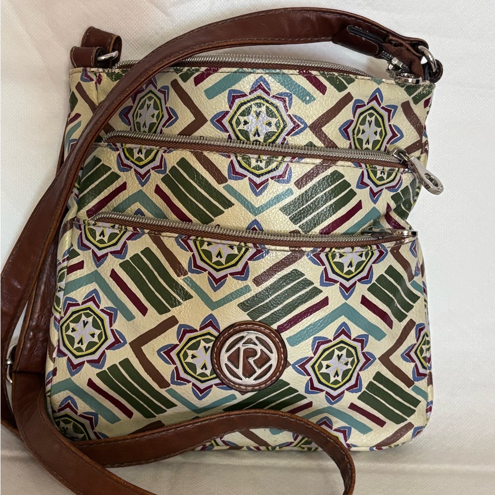 Relic Geometric Crossbody Bag with Brown Strap